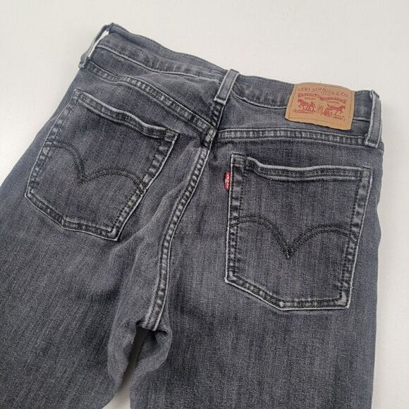 Levi's Wedgie Jeans Womens Skinny Fit Black Medium Wash Button Fly Sz 28 (28x25) - Picture 3 of 10